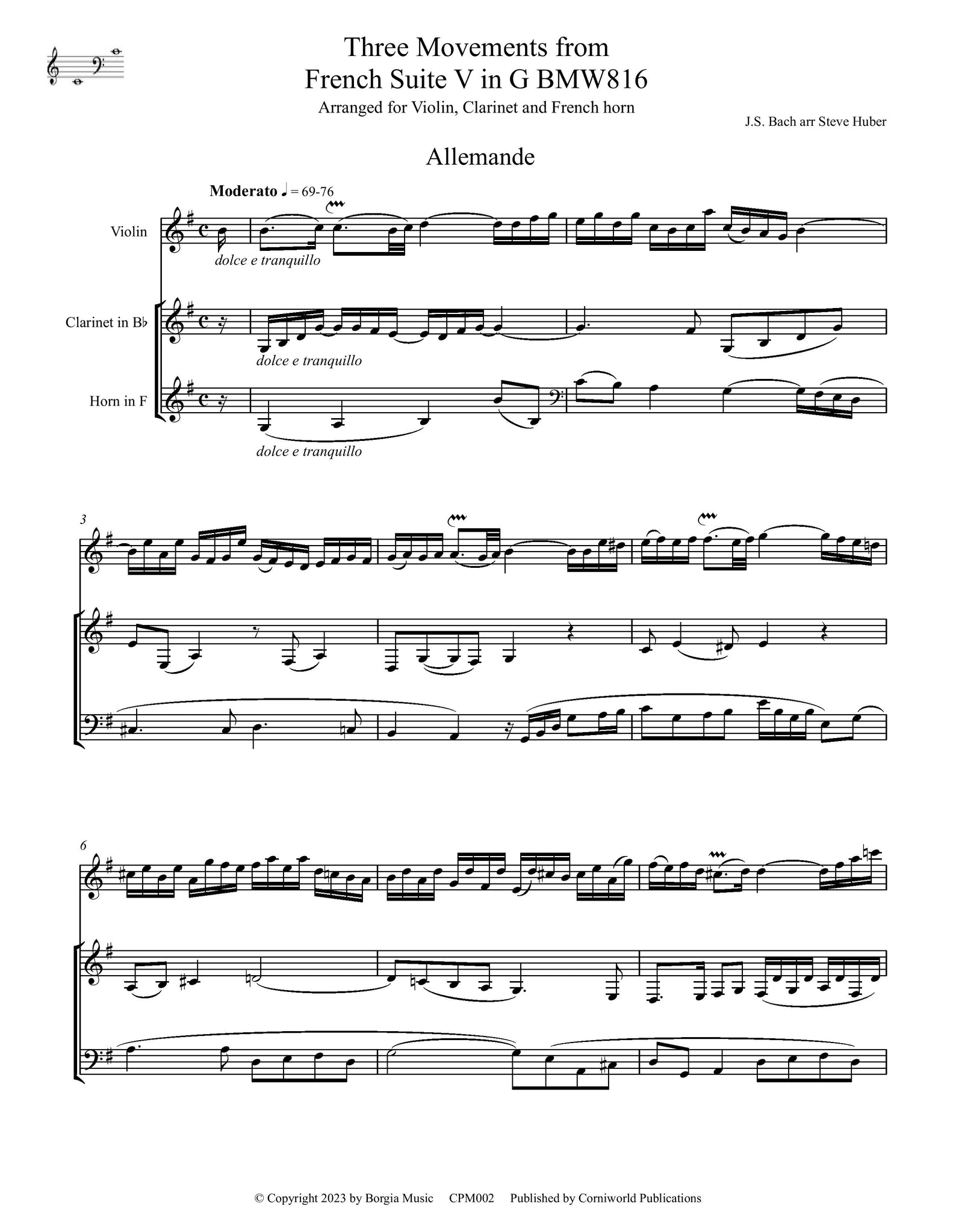 Three Movements from French Suite No.5 In G BMW816 CPM002