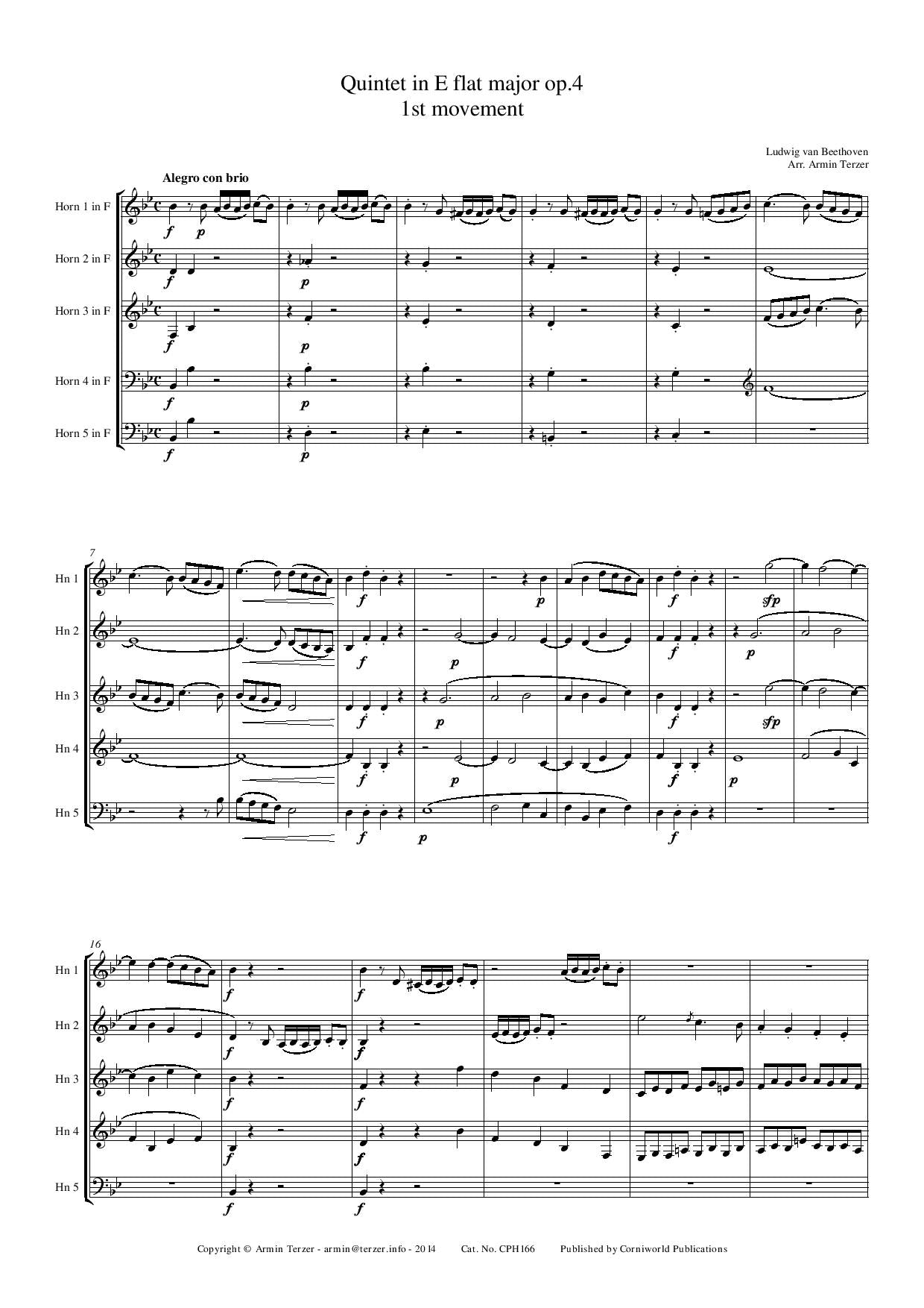 Quintet in E flat Major Op.4 -1st Mvt CPH166