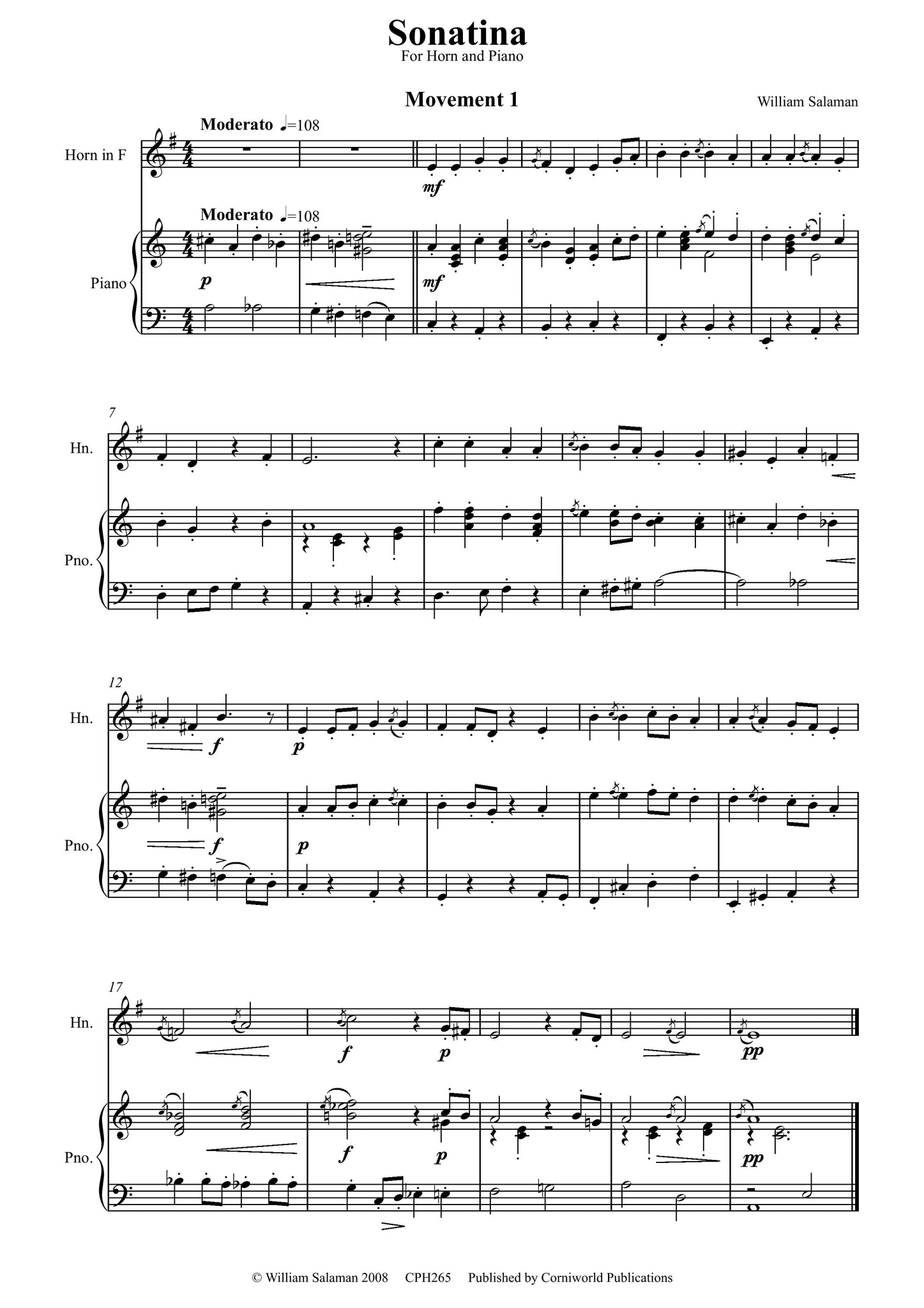 Sonatina for Horn & Piano CPH265